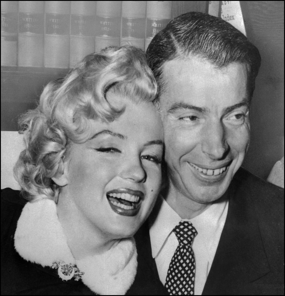 Marilyn Monroe, left, and Joe DiMaggio in April 1954.