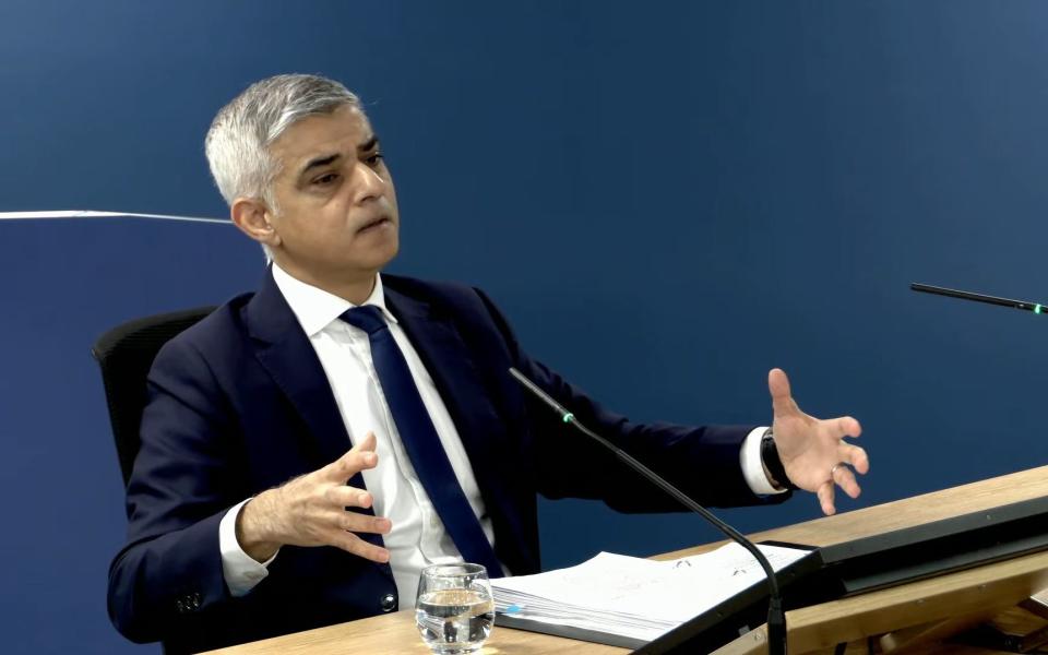 Mayor of London Sadiq Khan giving evidence at Dorland House in London