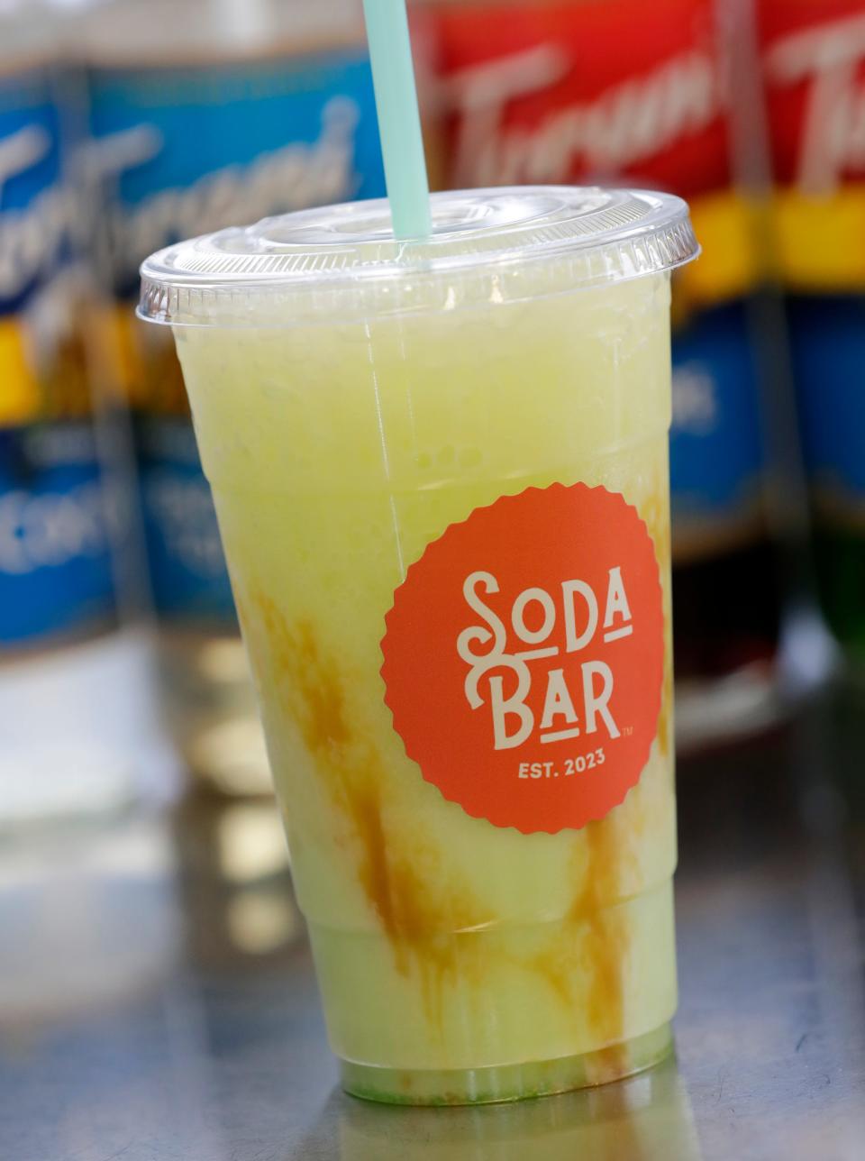 The Caramel Apple is the featured drink at the Soda Bar during Feast Around the Fox Cities. It is made up of green apple flavoring, caramel flavoring, real caramel syrup and cream Tuesday, January 23, 2024, in Appleton, Wisconsin. 
Dan Powers/USA TODAY NETWORK-Wisconsin.