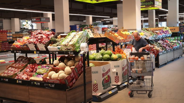 Produce section at supermarket