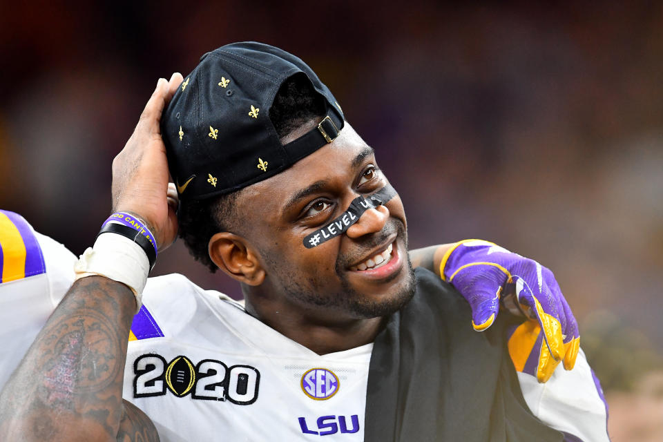 LSU linebacker Patrick Queen will likely be a first-round NFL draft pick come Thursday, and his speed isn't a question anymore. (Photo by Alika Jenner/Getty Images)