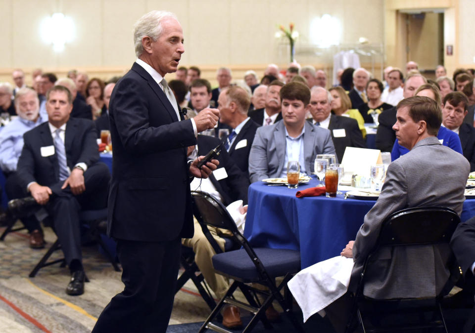 Sen. Bob Corker, R-Tenn., delivered a blistering rebuke of President Trump in Chattanooga last week, saying he has not yet demonstrated the stability or competence required for an American president to succeed. (Photo: Tim Barber/Chattanooga Times Free Press via AP)