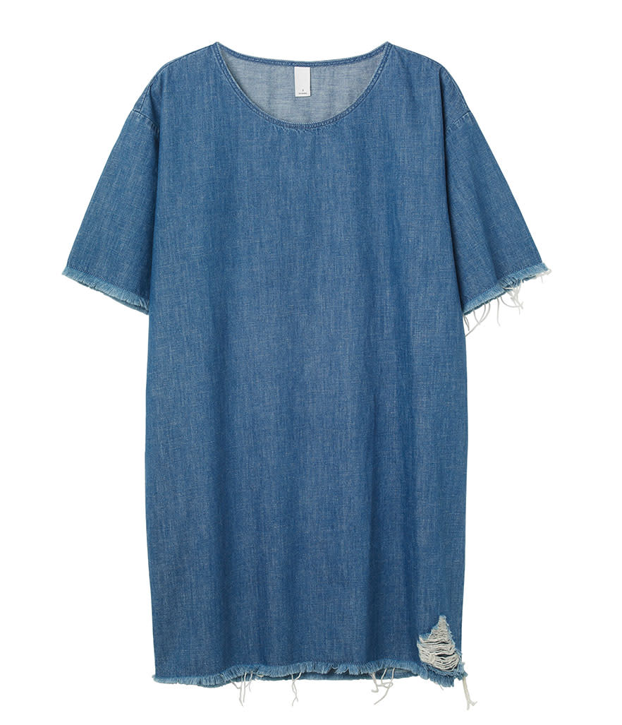 Monki Raw Hem Denim Dress