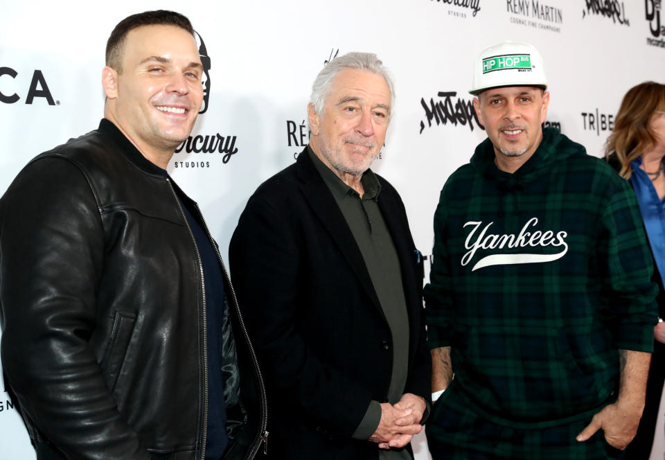 NEW YORK, NEW YORK - APRIL 07: (L-R) Omar Acosta, Robert De Niro and Tony Touch attend the 