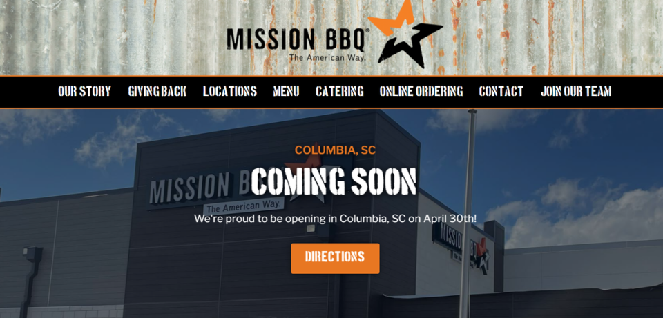 Mission BBQ’s website shows the Columbia location will open on April 30, 2024.