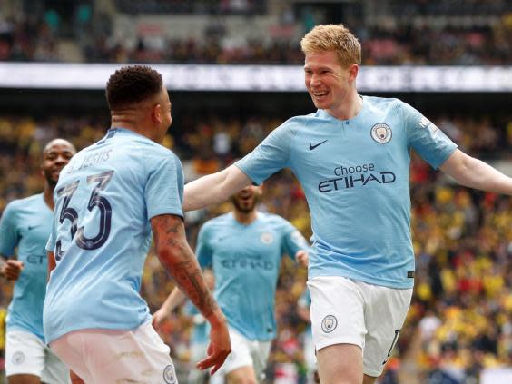 Manchester City’s Kevin De Bruyne celebrates scoring (Action Images via Reuters)