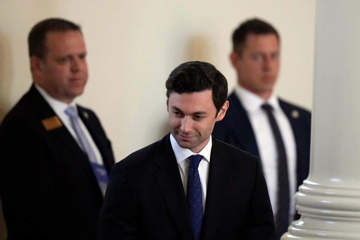 Sen. Jon Ossoff (D-GA) arrives for a tribute service for former first lady Rosalynn Carter at Glenn Memorial Church at Emory University on November 28, 2023 in Atlanta, Georgia. (Getty Images)