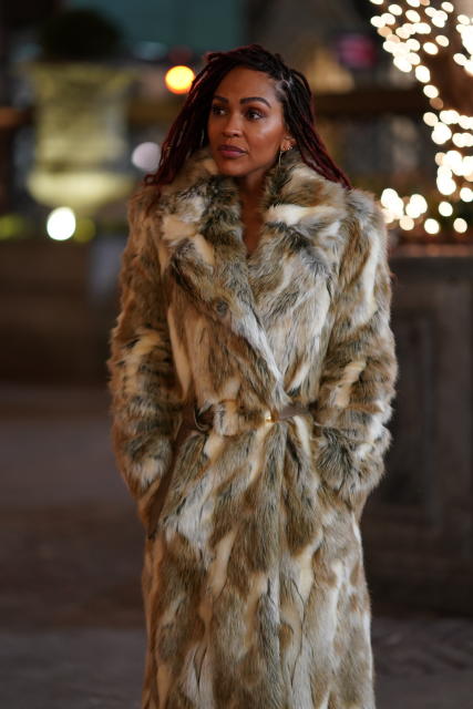 One of the standout coats on “Harlem” character “Camille,” played by Meagan Good. - Credit: Sarah Shatz/Amazon Prime Video