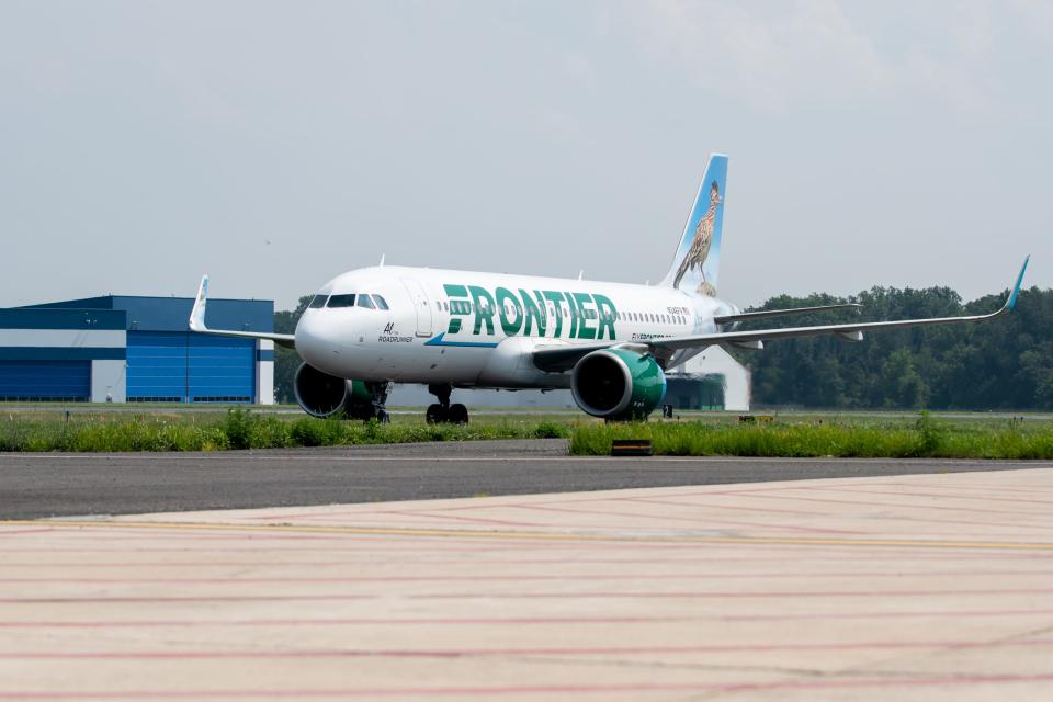 A plane arriving from Atlanta taxis from the runway at Trenton-Mercer Airport on Monday, July 26, 2021.  [MICHELE HADDON / PHOTOJOURNALIST]