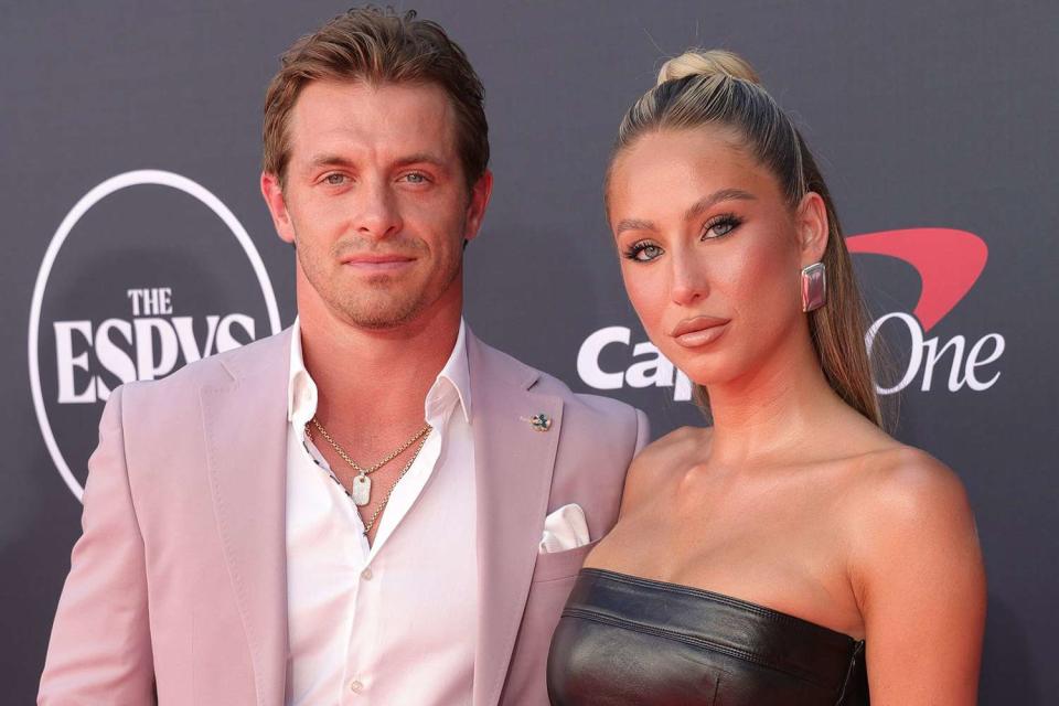 <p>Kevin Mazur/Getty </p> Braxton Berrios and Alix Earle