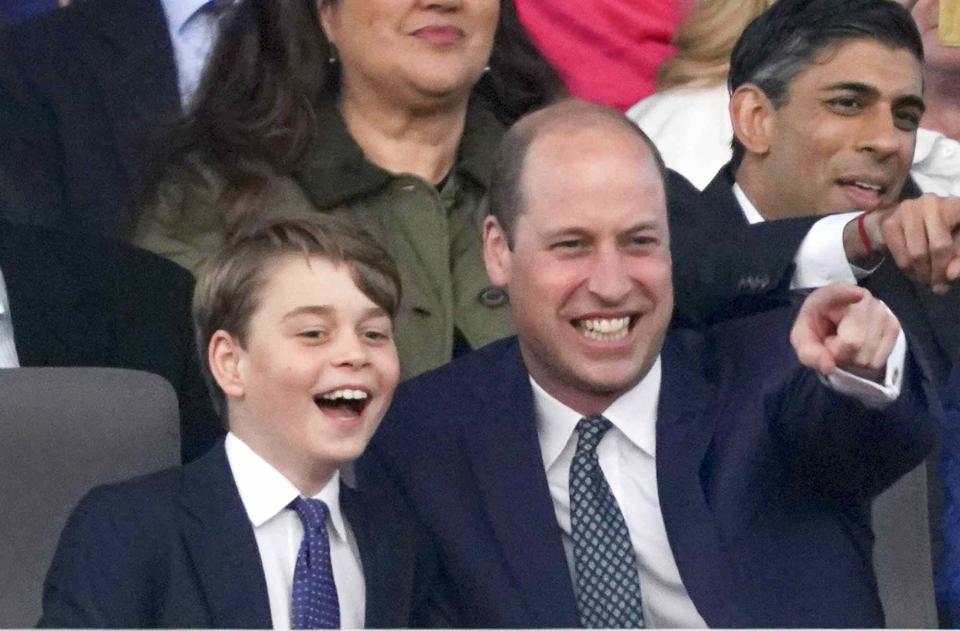 Getty Prince George and Prince William at the coronation concert