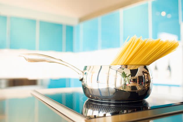 If the water in that pot isn't boiling, that pasta has no business being in the pot.