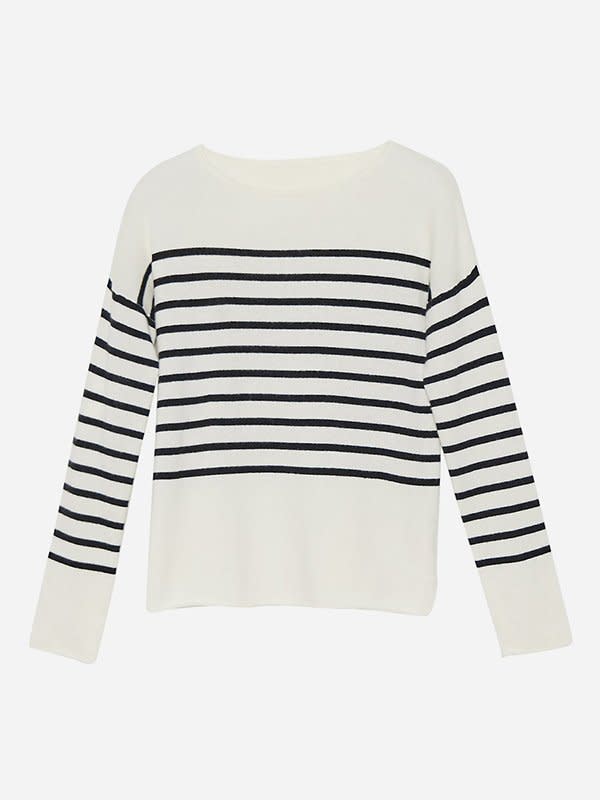 State Cashmere Striped Crewneck Cashmere Sweater