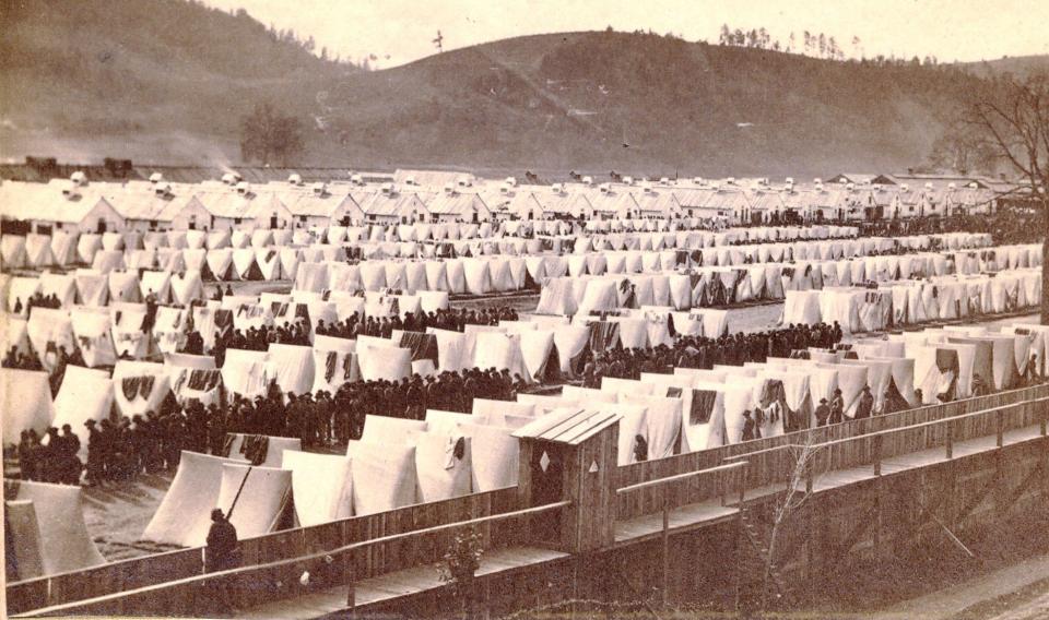 A prisoner of war camp operated along the Chemung River in Elmira during the Civil War.