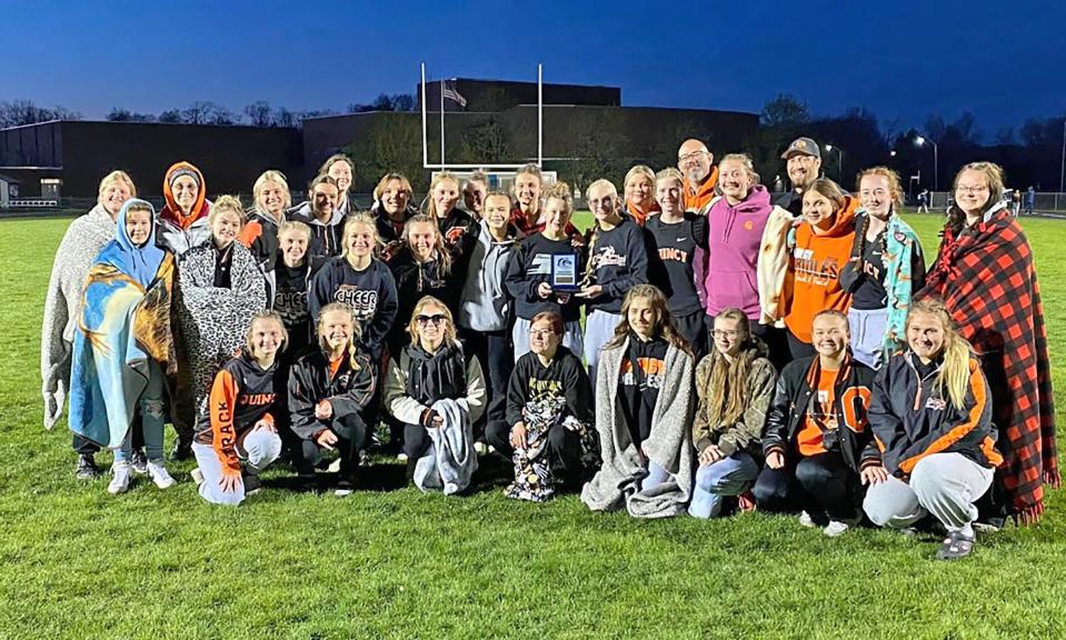 The Quincy Oriole girl track and field team took second place at the Comstock Invitational this past weekend