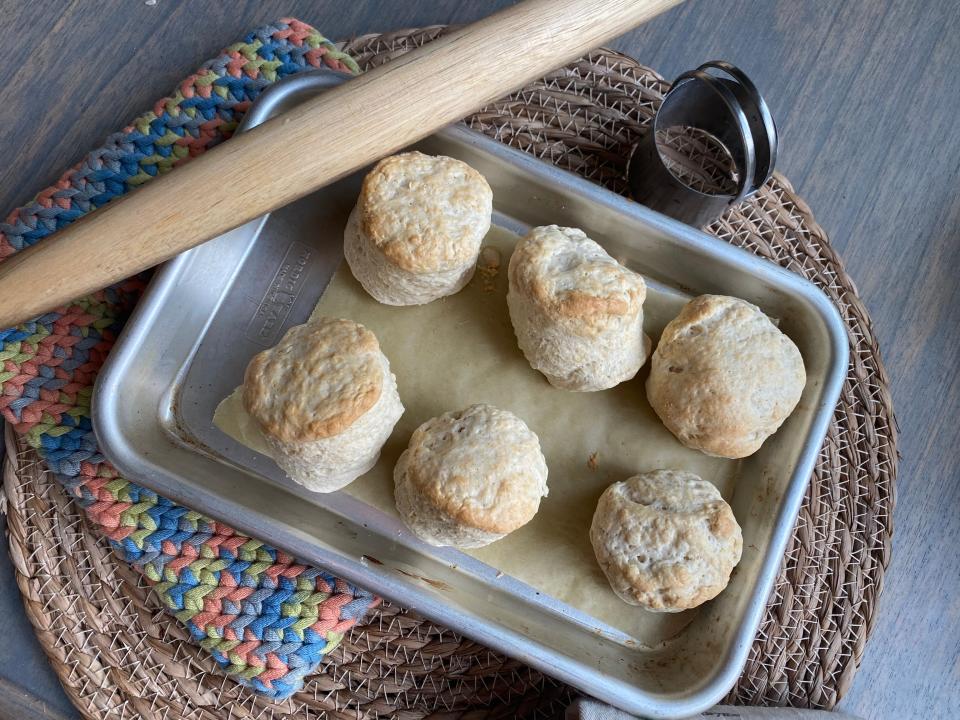 The concept of cream biscuits is to combine heavy cream with self-rising flour.