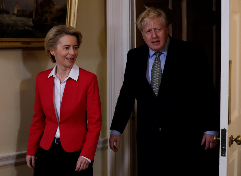 Ursula von der Leyen und Boris Johnson bei einem Treffen in 10 Downing Street im Januar (Bild: Kirsty Wigglesworth/Pool via Reuters)