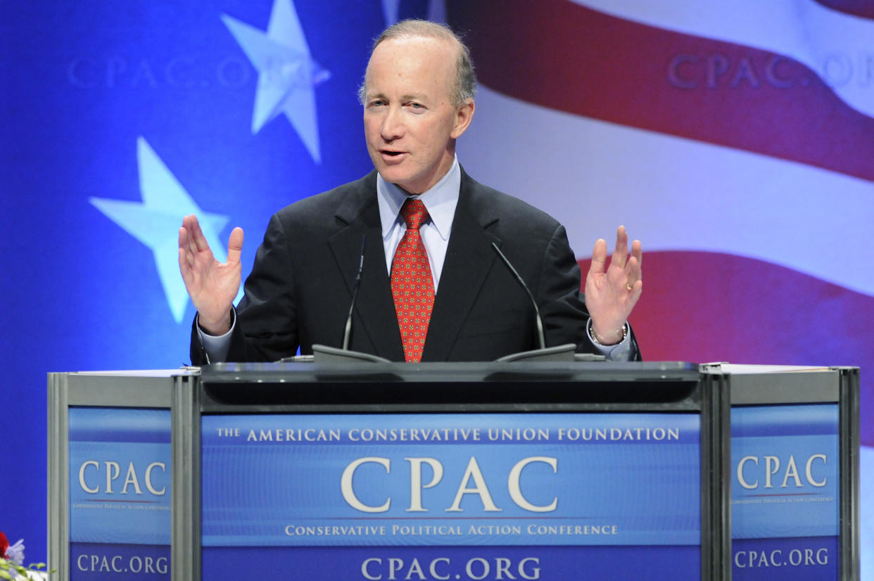 Daniels speaks at the Conservative Political Action Conference dinner in Washington in 2011. 