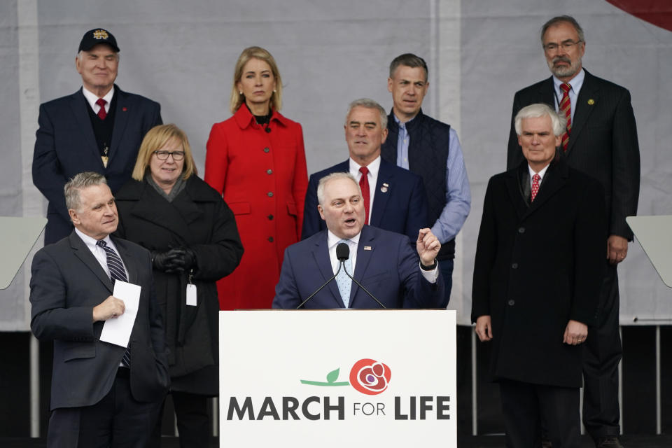 Rep. Steve Scalise, R-La., speaks during the March for Life rally, Friday, Jan. 20, 2023, in Washington. (AP Photo/Patrick Semansky)