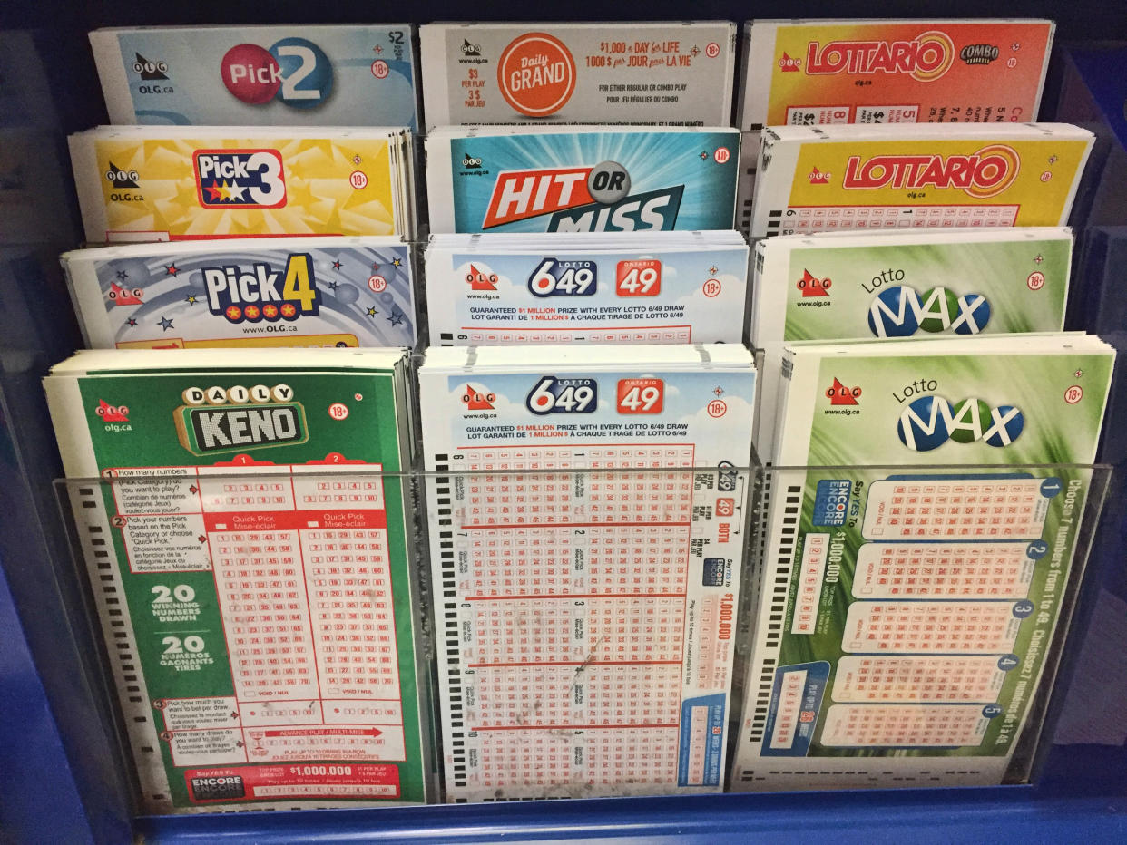 Lottery ticket selection slips at a small kiosk in Toronto, Ontario, Canada.  (Photo by Creative Touch Imaging Ltd./NurPhoto via Getty Images)