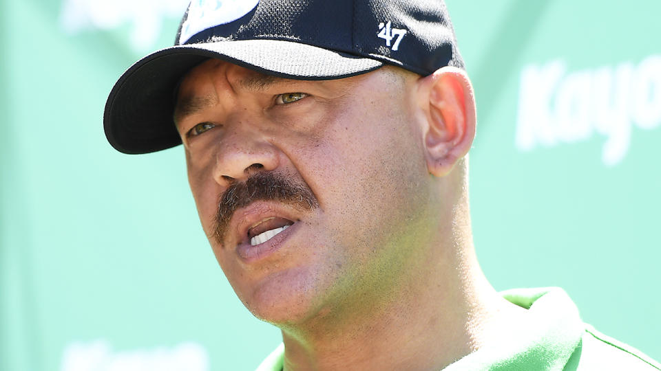 Andrew Symonds, pictured here speaking to the media in Brisbane in 2019.