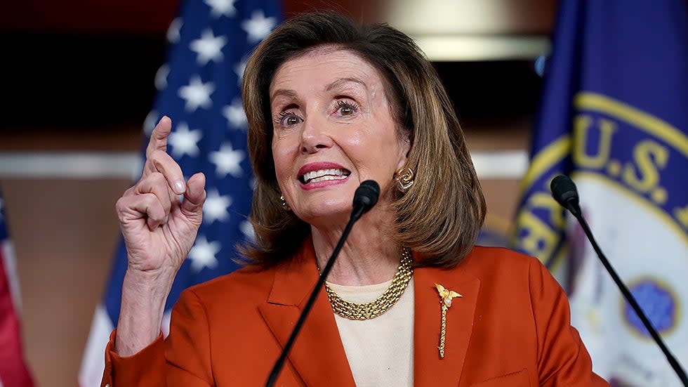 Speaker Nancy Pelosi (D-Calif.) addresses reporters during her weekly press conference on Thursday, January 13, 2022.