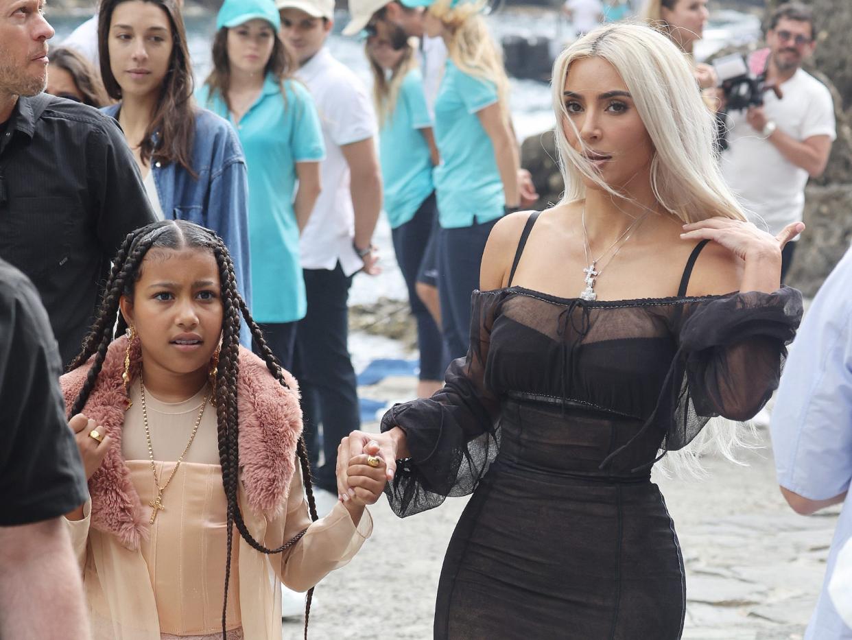 North West and Kim Kardashian in Portofino on May 21, 2022.