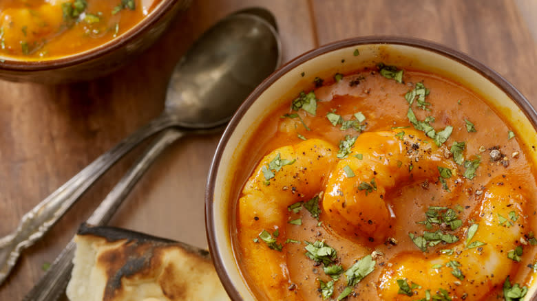 shrimp curry in small bowl 