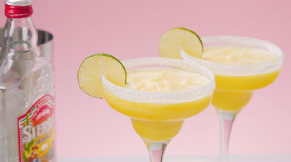 <p>We've used a mix of lemon, lime and orange ice lollies to re-create this classic cocktail.</p><p><strong>Recipe: <a href="https://www.goodhousekeeping.com/uk/food/recipes/a28297623/frozen-margarita/" rel="nofollow noopener" target="_blank" data-ylk="slk:Frozen Margarita;elm:context_link;itc:0;sec:content-canvas" class="link ">Frozen Margarita</a></strong></p>