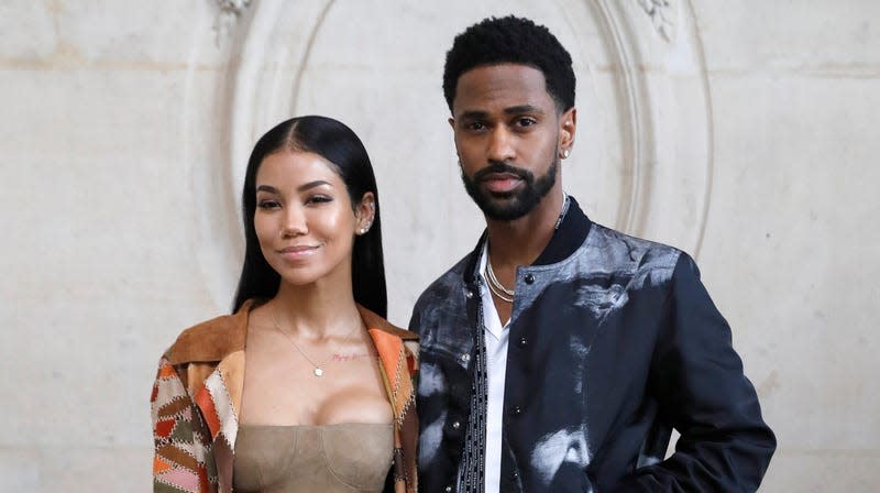 Jhene Aiko, left and Big Sean pose for a photocall prior to the Christian Dior’s fashion show on January 22, 2018 in Paris.