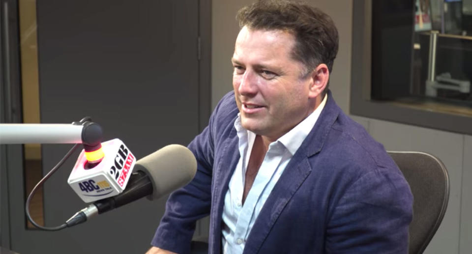 Karl Stefanovic seated behind 2GB microphone as comments about Greta Thunberg emerge.