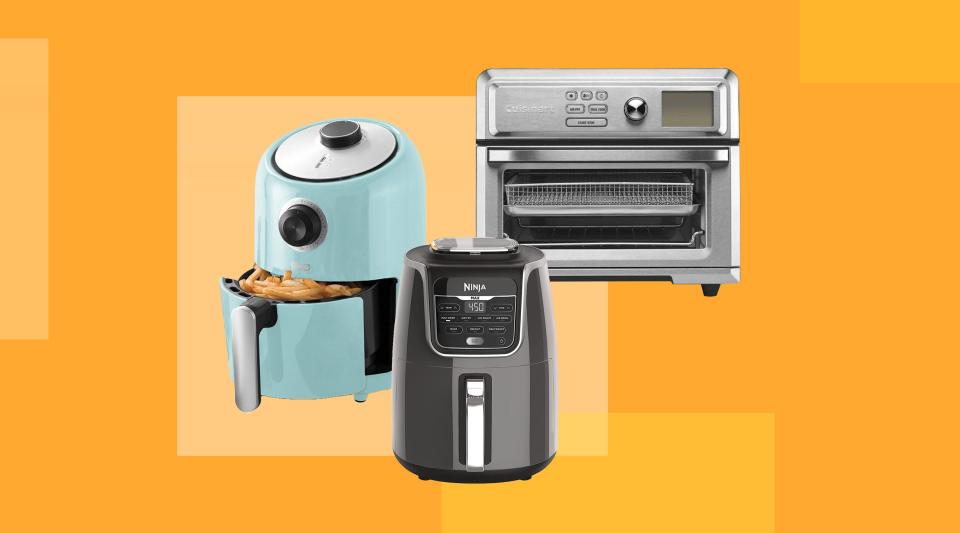 <p>You may not be able to afford a personal chef, but you won’t have to with an air fryer. Whether you’re reheating last night’s <a href="https://www.delish.com/kitchen-tools/kitchen-secrets/a36906270/how-to-reheat-french-fries/" rel="nofollow noopener" target="_blank" data-ylk="slk:fries;elm:context_link;itc:0;sec:content-canvas" class="link ">fries</a> or throwing some <a href="https://www.delish.com/cooking/recipe-ideas/a27169627/air-fryer-chicken-wings-recipe/" rel="nofollow noopener" target="_blank" data-ylk="slk:wings;elm:context_link;itc:0;sec:content-canvas" class="link ">wings</a> together for the <a href="https://www.delish.com/game-day-super-bowl-recipes/" rel="nofollow noopener" target="_blank" data-ylk="slk:big game;elm:context_link;itc:0;sec:content-canvas" class="link ">big game</a>, these compact ovens pack a powerful punch with their “I Can’t Believe It’s Not Deep-Fried” capabilities. But which is the best air fryer to buy? From potential health benefits to the best air fryers on the market, we’re here to answer all your questions so you can celebrate every day like it’s Fry-day. </p><p>Start collecting your favorite <a href="https://www.delish.com/cooking/g4711/air-fryer-recipes/" rel="nofollow noopener" target="_blank" data-ylk="slk:air fryer recipes;elm:context_link;itc:0;sec:content-canvas" class="link ">air fryer recipes</a>—we've got <a href="https://www.delish.com/cooking/recipe-ideas/a28108343/air-fryer-doughnuts-recipe/" rel="nofollow noopener" target="_blank" data-ylk="slk:air fryer doughnuts;elm:context_link;itc:0;sec:content-canvas" class="link ">air fryer doughnuts</a>, <a href="https://www.delish.com/cooking/recipe-ideas/recipes/a48474/toasted-ravioli-recipe/" rel="nofollow noopener" target="_blank" data-ylk="slk:air fryer toasted ravioli;elm:context_link;itc:0;sec:content-canvas" class="link ">air fryer toasted ravioli</a>, and so much more. We know this is going to be the start of a long, beautiful friendship.</p><h2 class="body-h2">Our top picks</h2><ul><li><strong>Best Air Fryer: </strong><a href="https://www.amazon.com/dp/B07S6529ZZ?tag=syn-yahoo-20&ascsubtag=%5Bartid%7C1782.g.4785%5Bsrc%7Cyahoo-us" rel="nofollow noopener" target="_blank" data-ylk="slk:Ninja Air Fryer Max XL;elm:context_link;itc:0;sec:content-canvas" class="link ">Ninja Air Fryer Max XL</a> </li><li><strong>Best Budget Air Fryer: </strong><a href="https://go.redirectingat.com?id=74968X1596630&url=https%3A%2F%2Fwww.wayfair.com%2Fshop-product-type%2Fpdp%2Fchefman-turbofry-air-fryer-36-quart-cfmn1075.html&sref=https%3A%2F%2Fwww.delish.com%2Fkitchen-tools%2Fg4785%2Fbest-air-fryer%2F" rel="nofollow noopener" target="_blank" data-ylk="slk:Chefman TurboFry;elm:context_link;itc:0;sec:content-canvas" class="link ">Chefman TurboFry</a></li><li><strong>Best Splurge Air Fryer: </strong><a href="https://www.amazon.com/dp/B07MRG5F4J?tag=syn-yahoo-20&ascsubtag=%5Bartid%7C1782.g.4785%5Bsrc%7Cyahoo-us" rel="nofollow noopener" target="_blank" data-ylk="slk:Cuisinart Convection Toaster Oven Air Fryer;elm:context_link;itc:0;sec:content-canvas" class="link ">Cuisinart Convection Toaster Oven Air Fryer</a></li><li><strong>Best Air Fryer Oven with Rotisserie: </strong><a href="https://www.amazon.com/dp/B08KXTDBQC?tag=syn-yahoo-20&ascsubtag=%5Bartid%7C1782.g.4785%5Bsrc%7Cyahoo-us" rel="nofollow noopener" target="_blank" data-ylk="slk:PowerXL Air Fryer Pro Oven;elm:context_link;itc:0;sec:content-canvas" class="link ">PowerXL Air Fryer Pro Oven</a></li><li><strong>Best Air Fryer for a Family of Four: </strong><a href="https://www.amazon.com/dp/B07VM28XTR?tag=syn-yahoo-20&ascsubtag=%5Bartid%7C1782.g.4785%5Bsrc%7Cyahoo-us" rel="nofollow noopener" target="_blank" data-ylk="slk:Instant Vortex Plus;elm:context_link;itc:0;sec:content-canvas" class="link ">Instant Vortex Plus</a></li><li><strong>Best Small Air Fryer: </strong><a href="https://www.amazon.com/dp/B08SJ6L9MT?tag=syn-yahoo-20&ascsubtag=%5Bartid%7C1782.g.4785%5Bsrc%7Cyahoo-us" rel="nofollow noopener" target="_blank" data-ylk="slk:Philips Compact Air Fryer;elm:context_link;itc:0;sec:content-canvas" class="link ">Philips Compact Air Fryer</a></li><li><strong>Best Large-Capacity Air Fryer: </strong><a href="https://www.amazon.com/dp/B07ZWG619F?tag=syn-yahoo-20&ascsubtag=%5Bartid%7C1782.g.4785%5Bsrc%7Cyahoo-us" rel="nofollow noopener" target="_blank" data-ylk="slk:GoWise 7-Quart Electric Air Fryer;elm:context_link;itc:0;sec:content-canvas" class="link ">GoWise 7-Quart Electric Air Fryer</a></li><li><strong>Best Digital Air Fryer Oven: </strong><a href="https://www.amazon.com/dp/B07GJJ71XS?tag=syn-yahoo-20&ascsubtag=%5Bartid%7C1782.g.4785%5Bsrc%7Cyahoo-us" rel="nofollow noopener" target="_blank" data-ylk="slk:Cosori Air Fryer Oven;elm:context_link;itc:0;sec:content-canvas" class="link ">Cosori Air Fryer Oven</a></li><li><strong>Easiest to Use Air Fryer: </strong><a href="https://go.redirectingat.com?id=74968X1596630&url=https%3A%2F%2Fwww.walmart.com%2Fip%2FBLACK-DECKER-Purifry-2-Liter-Air-Fryer-Black-Silver-HF110SBD%2F179795498&sref=https%3A%2F%2Fwww.delish.com%2Fkitchen-tools%2Fg4785%2Fbest-air-fryer%2F" rel="nofollow noopener" target="_blank" data-ylk="slk:Black + Decker Purifry;elm:context_link;itc:0;sec:content-canvas" class="link ">Black + Decker Purifry</a></li><li><strong>Best Air Fryer for One Person:</strong> <a href="https://www.amazon.com/dp/B075BCVSJZ?tag=syn-yahoo-20&ascsubtag=%5Bartid%7C1782.g.4785%5Bsrc%7Cyahoo-us" rel="nofollow noopener" target="_blank" data-ylk="slk:Dash Compact Air Fryer;elm:context_link;itc:0;sec:content-canvas" class="link ">Dash Compact Air Fryer</a> </li></ul><h2 class="body-h2">How we picked these products</h2><p>Evaluating everything from ease of use and assembly, to food’s crispiness, juiciness and evenness, our friends at the <a href="https://www.goodhousekeeping.com/institute/about-the-institute/a19748212/good-housekeeping-institute-product-reviews/" rel="nofollow noopener" target="_blank" data-ylk="slk:Good Housekeeping Institute;elm:context_link;itc:0;sec:content-canvas" class="link ">Good Housekeeping Institute</a> tested a variety of models to find the <a href="https://www.goodhousekeeping.com/appliances/a24630295/best-air-fryers-reviews/" rel="nofollow noopener" target="_blank" data-ylk="slk:best air fryers;elm:context_link;itc:0;sec:content-canvas" class="link ">best air fryers</a>. Their team of on-staff experts—which includes all types: engineers! data analysts! registered dietitians!—rigorously put everyday products to the test (and then more and <em>more</em> tests) in their New York City-based labs to determine which ones you can trust. They tested each machine for user-friendliness, efficiency, cleanability, noise level during operation, and temperature range.</p>