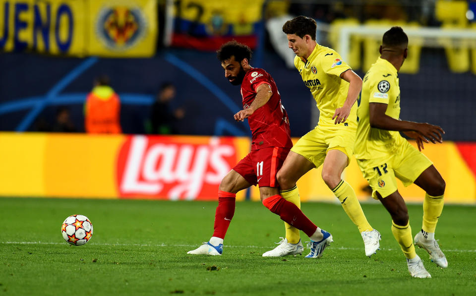 VILLARREAL, SPAIN - MAY 03: (THE SUN OUT, THE SUN ON SUNDAY OUT) Mohamed Salah of Liverpool  during the UEFA Champions League Semi Final Leg Two match between Villarreal and Liverpool at Estadio de la Ceramica on May 03, 2022 in Villarreal, Spain. (Photo by Andrew Powell/Liverpool FC via Getty Images)