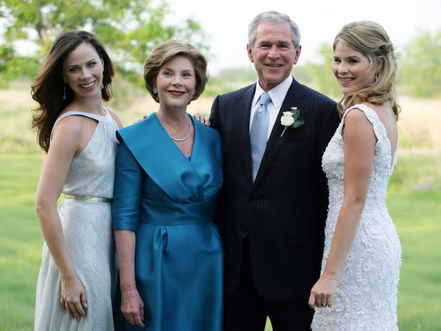 Shealah Craighead/The White House George W. Bush and Mrs. Laura Bush pose with daughters Jenna (R) and Barbara (L) prior to the wedding of Jenna and Henry Hager May 10, 2008 near Crawford, Texas