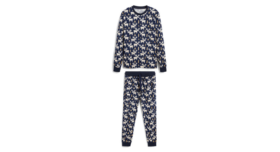 Navy Matching Family Mens Christmas Moose Pyjama