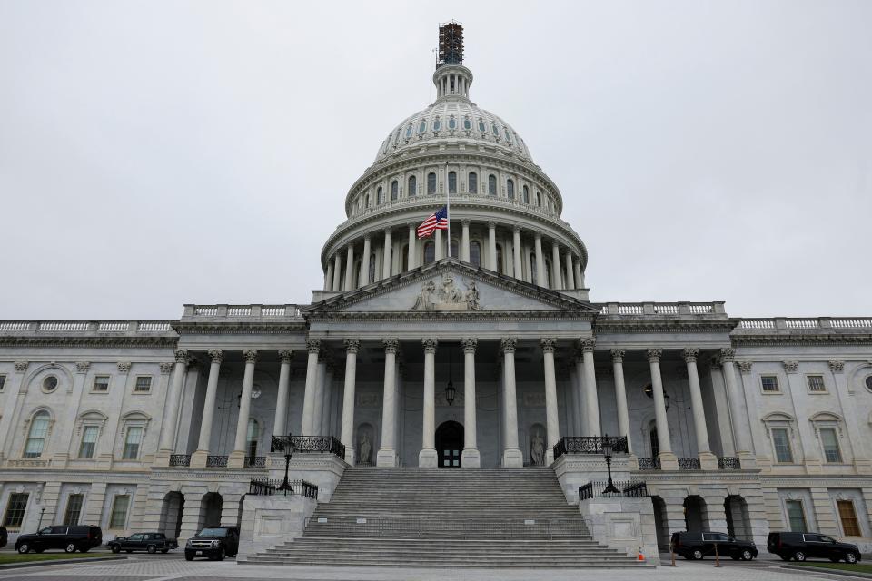 The U.S. flag above atop the U.S. Capitol flies at half-staff in honor of the late Sen. Dianne Feinstein (D-CA) on September 29, 2023 in Washington, DC. Feinstein, the longest serving female U.S. Senator passed away in her Washington DC home at the age of 90.