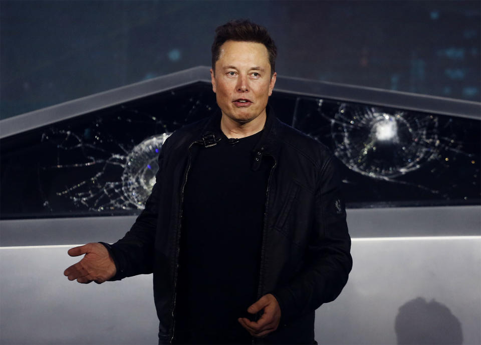 FILE - Tesla CEO Elon Musk introduces the Cybertruck at Tesla's design studio in Hawthorne, Calif., on Nov. 21, 2019.  Many people are puzzled on what a Elon Musk takeover of Twitter would mean for the company and even whether heâ€™ll go through with the deal. Â If the 50-year-old Muskâ€™s gambit has made anything clear itâ€™s that he thrives on contradiction.    (AP Photo/Ringo H.W. Chiu, File)
