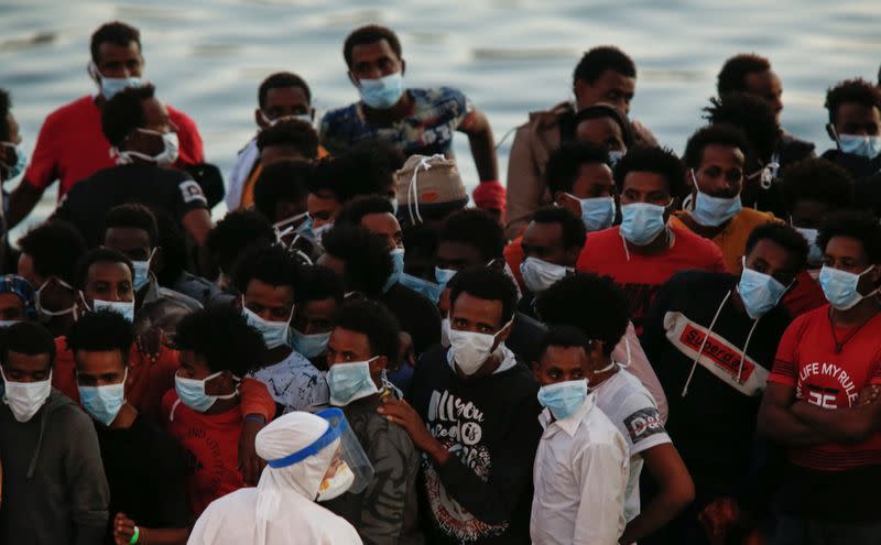 Migrants rescued by Maltese Armed Forces are brought to Malta in Senglea