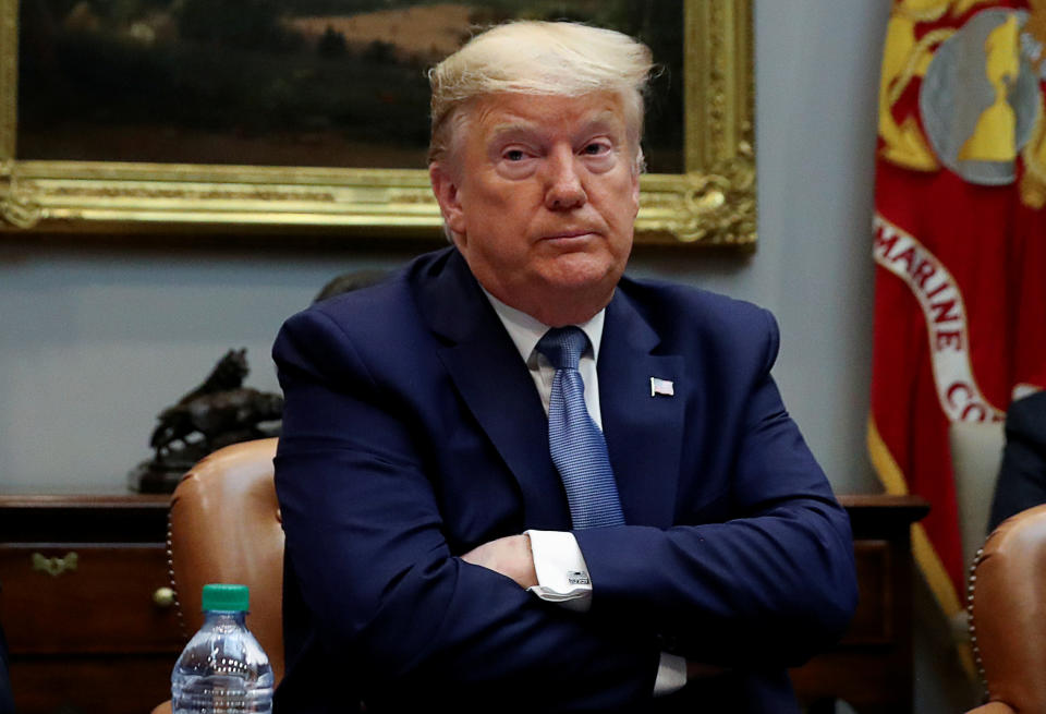 U.S. President Donald Trump participates in a coronavirus briefing with health insurers in the Roosevelt Room of the White House in Washington, U.S., March 10, 2020. REUTERS/Leah Millis     TPX IMAGES OF THE DAY