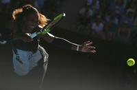 Tennis - Australian Open - Melbourne Park, Melbourne, Australia - 26/1/17 Serena Williams of the U.S. hits a shot during her Women's singles semi-final match against Croatia's Mirjana Lucic-Baroni. REUTERS/Thomas Peter