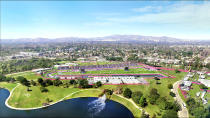 <p>Canoe-Kayak Slalom is shown in this rendering of Valley Sports Park. (Photo: Courtesy LA 2024) </p>