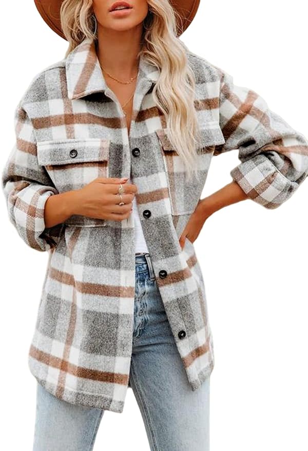 the grey and brown plaid shacket