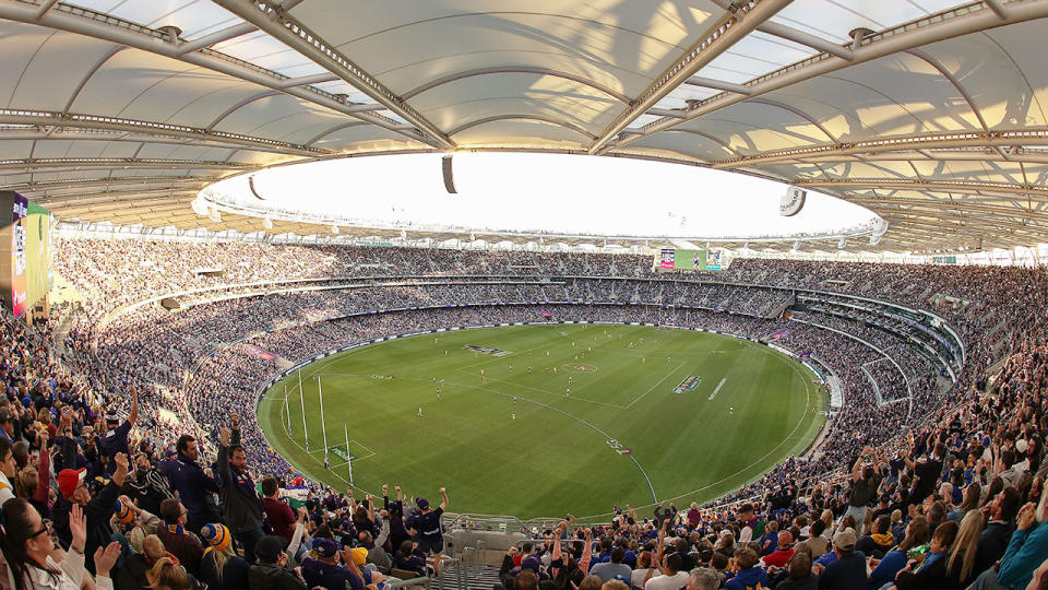 Seen here, an aerial shot of Perth's Optus Stadium.