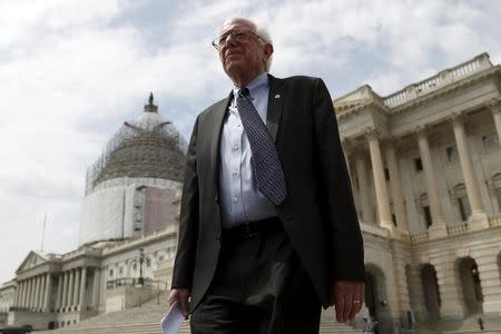 U.S. Senator Bernie Sanders (I-VT) walks to a news conference outside the U.S. Capitol in Washington, April 30, 2015. REUTERS/Jonathan Ernst