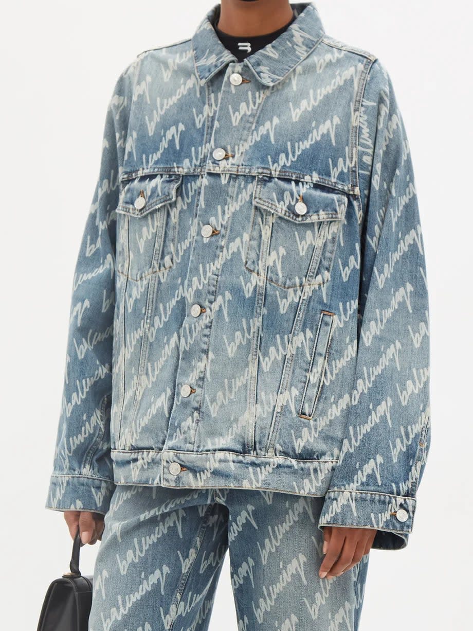 <p>Wear your love for Balenciaga on your sleeve, quite literally, in the brand's <span>Blue Logo-Print Denim Jacket</span> ($1,750) that showcases creative director Demna Gvasalia's penchant for the relaxed, oversized silhouette.</p>