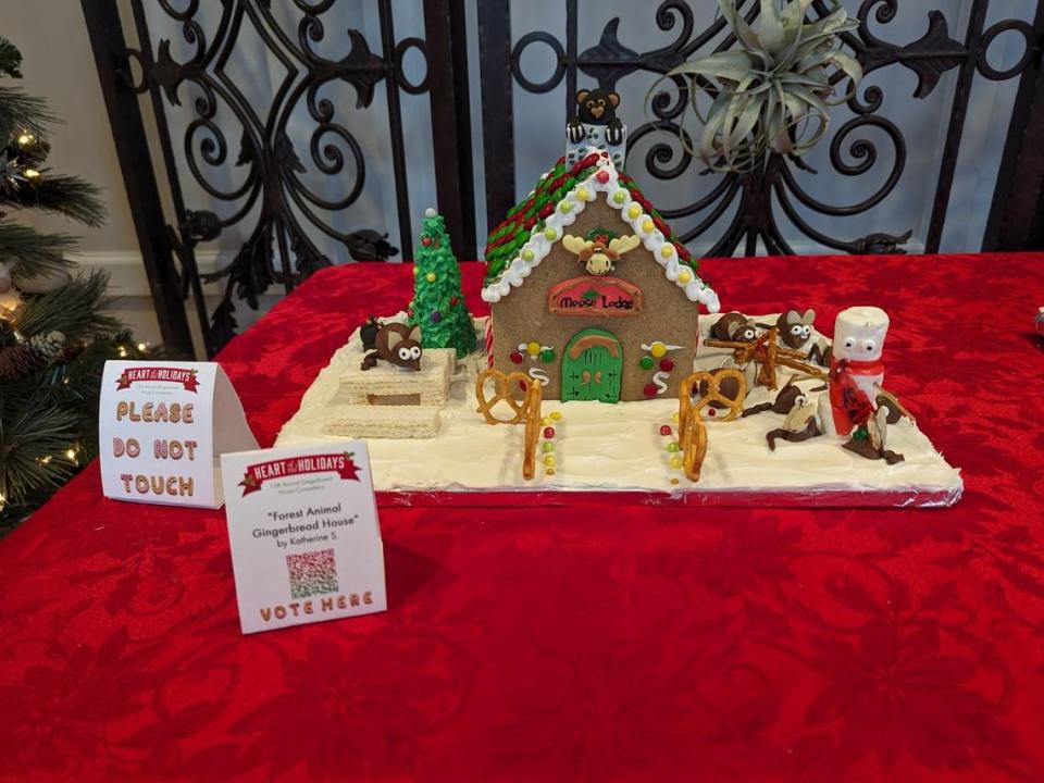 Forest Animal Gingerbread House by Katherine S. won a top finisher award for youth-10 and under for the town of Cary’s 2023 Gingerbread House Competition.