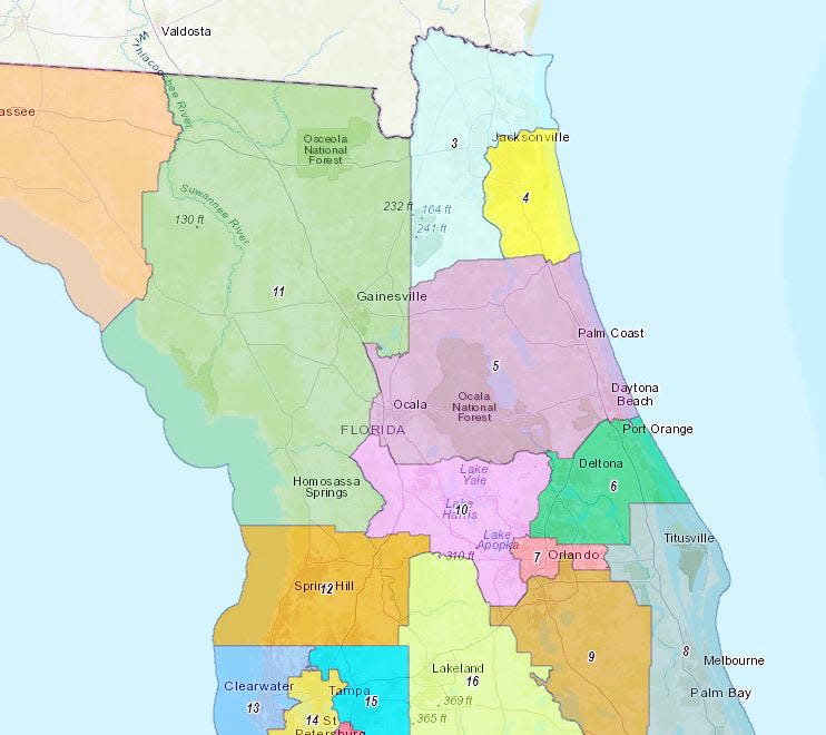 Gov. Ron DeSantis' proposed map of U.S. House districts.