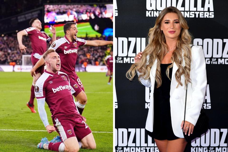 Dani Dyer, right, has shared cute pictures with Herefordshire-born West Ham United footballer Jarrod Bowen, left <i>(Image: PA Wire)</i>