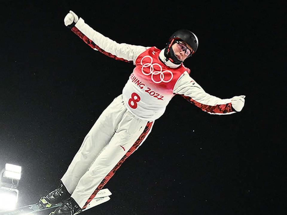 Marion Thénault of Sherbrooke, Que., finished seventh in the Olympic women's aerials final on Monday in Zhangjiakou, China. The 21-year-old won a bronze medal in mixed team aerials last week. (Marco Bertorello/AFP via Getty Images - image credit)