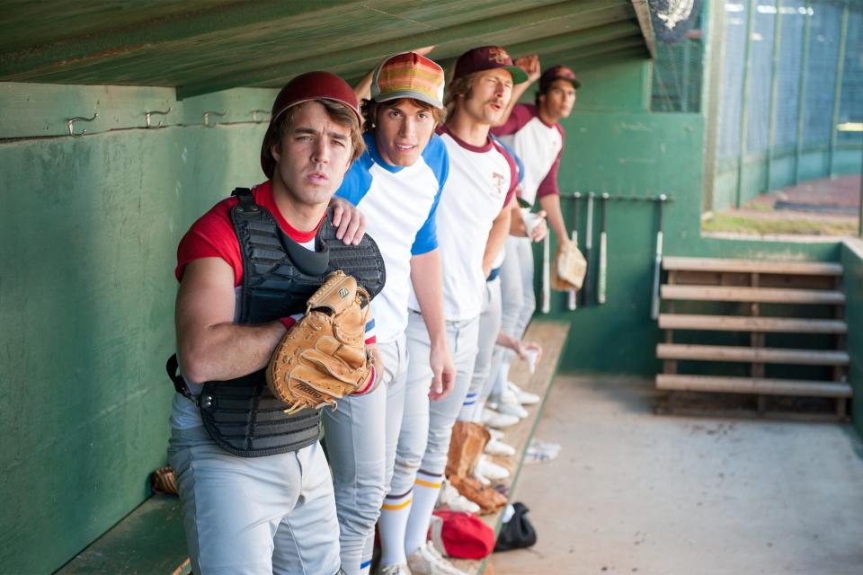 Everybody Wants Some (2016) Temple Baker as Plummer, Blake Jenner as Jake and Glen Powell as Finnegan